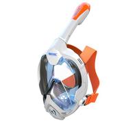 Seac Magica, Masque Snorkeling Plein Visage Intégral 180°, Purge de Vidage et Tuba avec Sistème Étanche au Top, Blanc/Orange, XS/S