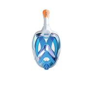 Seac Magica, Masque Snorkeling Plein Visage Intégral 180°, Purge de Vidage et Tuba avec Sistème Étanche au Top, Blanc/Bleu, S/M