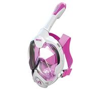 Seac Magica, Masque Snorkeling Plein Visage Intégral 180°, Purge de Vidage et Tuba avec Sistème Étanche au Top, Blanc/Rose, S/M