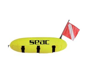SEAC Master, Bouée Torpille Jaune Fluorescent avec Sangle et Pavillon pour la Plongée
