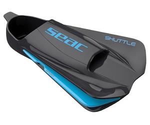 SEAC Mixte Seac Shuttle' Palmes de natation courtes 100 silicone pour entra nement cardio et musculation, Noir/Bleu Clair, 34/35 EU