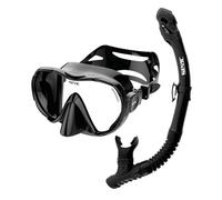 SEAC Rondò Masque Frameless Monoverre en Silicone pour la Plongée et Le Snorkeling ou Set Combo Masque + Tuba SEAC Reverse Dry, Système Dry Top et Valve de Purge