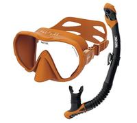 SEAC Set BIS X-Frame Dry - Set de plongée avec Tuba pour Adulte avec Masque sans Cadre monolent en Verre trempé et Snorkel Dry Top | Silicone, Valve de Purge et Embout Ergonomique pour la plongée et