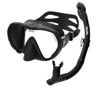 SEAC Set BIS X-Frame Dry - Set de plongée avec Tuba pour Adulte avec Masque sans Cadre monolent en Verre trempé et Snorkel Dry Top | Silicone, Valve de Purge et Embout Ergonomique pour la plongée et