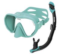 SEAC Set BIS X-Frame Dry - Set de plongée avec Tuba pour Adulte avec Masque sans Cadre monolent en Verre trempé et Snorkel Dry Top | Silicone, Valve de Purge et Embout Ergonomique pour la plongée et