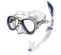 Seac Set Elba, Set de plongée et Snorkeling pour Adultes, Comprend Un Masque et Un Tuba en Silicone Hypoallergénique, Transparent/Bleu, Narrow
