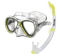 Seac Set Elba, Set de plongée et Snorkeling pour Adultes, Comprend Un Masque et Un Tuba en Silicone Hypoallergénique, Transparent/Jaune, Narrow