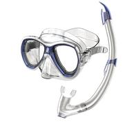 Seac – Set de snorkeling Elba – Masque et tuba silicone hypoallergénique, valve – Transparent/Bleu