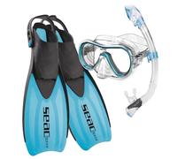 SEAC Set Sprint Dry, Ensemble de Snorkeling pour Adultes et Enfants avec Palmes à Sangles réglables, Masque de plongée et Tuba avec Dry Top
