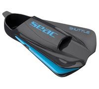 Seac Shuttle Palmes de natation courtes 100 % silicone pour entraînement cardio et de force Unisexe Adulte, Noir/Bleu Sport, 36/37