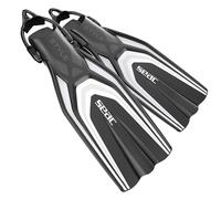 SEAC Style S Palmes de plongée avec Sangle pour Usage Professionnel et récréatif Unisexe, Noir, XS-S