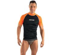 SEAC T-Sun Short Man, Rashguard T-Sun pour Homme, Manches Courtes, Protection Solaire UV 97.5%, Noir/Orange, XXXL