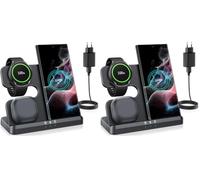 seacosmo Chargeur Induction 3 en 1 pour Samsung S26 Ultra/S26/S25/S24/S23/Z Flip/Z Fold 7, Chargeur sans Fil pour Galaxy Watch 8/7 Pro/5/4/Active, Station de Charge Galaxy Buds - Noir (Lot de 2)