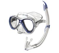 Seac – Set de snorkeling Elba – Masque et tuba silicone hypoallergénique, valve – Transparent/Bleu