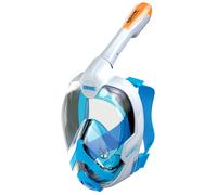 Seac Masque de snorkeling plein visage Magica 180° – purge de vidage, tuba étanche Blanc/Bleu S/M