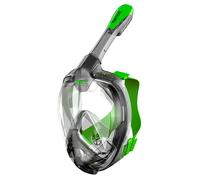 Seac Masque snorkeling plein visage Magica 180° – Purge & tuba étanche – Gris/Vert L/XL