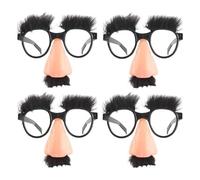Seadiquiet Lot de 4 lunettes amusantes avec grand nez - Lunettes à gros nez avec sourcils moustache | Halloween | Déguisement de sourcils et moustache | Accessoires photo drôles | Lunettes d'Halloween
