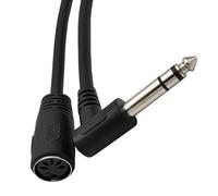 Seadream Câble adaptateur DIN 5 broches femelle vers 6,35 mm mâle 20,35 mm coudé à 90 degrés prise jack 6,35 mm vers prise MIDI DIN femelle 5 broches câble adaptateur audio pour sortie audio