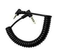Seadream Câble audio spiralé de 2,5 mm vers 3,5 mm, double angle à 90 degrés, jack TRRS mâle 3,5 mm vers prise jack TRRS mâle 2,5 mm, câble à ressort rétractable auxiliaire, 4 pôles, plaqué or