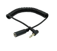 Seadream Câble d'extension audio spiralé de 3,5 mm, câble mono TS monaural mâle vers femelle, connecteur à angle droit, noir, cordon en spirale