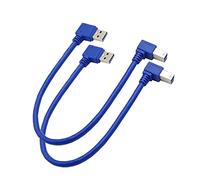 Seadream Câble d'imprimante USB 3.0 coudé ; lot de 2 câbles USB 3.0 A mâle SuperSpeed à angle droit de 90 degrés vers USB 3.0 B mâle à angle droit de 30 cm