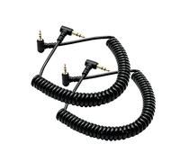Seadream Lot de 2 câbles auxiliaires spiralés de 3,5 mm vers 2,5 mm, double angle à 90 degrés, mâle 2,5 mm vers mâle 3,5 mm mâle TRS stéréo pour casque audio stéréo (2 câbles spiralés, 1,5 m)
