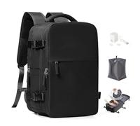 SEAFEW Sac à dos sous vide de voyage avec pompe pour Ryanair 40x30x20, Sac À Main Bagage Cabine Avion para Easyjet, sac à dos décontracté pour ordinateur portable,Sac de Voyage pour W nd,I01-noir