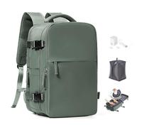 SEAFEW Sac à dos sous vide de voyage avec pompe pour Ryanair 40x30x20, Sac À Main Bagage Cabine Avion para Easyjet, sac à dos décontracté pour ordinateur portable,Sac de Voyage pour W nd,I02-Vert
