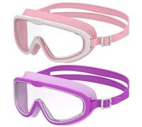 Seaflar 2 Pcs Lunettes de Natation à Grand Cadre pour Enfants, Anti-Buée à Vision Claire, Protection UV, Réglage Rapide, Joint en Silicone, Lunettes Unisexes pour Enfants et Adolescents de 3 à 14, C