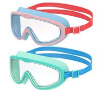 Seaflar 2 Pcs Lunettes de Natation à Grand Cadre pour Enfants, Anti-Buée à Vision Claire, Protection UV, Réglage Rapide, Joint en Silicone, Lunettes Unisexes pour Enfants et Adolescents de 3 à 14, T