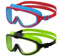 Seaflar 2 Pcs Lunettes de Natation à Grand Cadre pour Enfants, Anti-Buée à Vision Claire, Protection UV, Réglage Rapide, Joint en Silicone, Lunettes Unisexes pour Enfants et Adolescents de 3 à 14, K