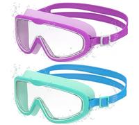 Seaflar 2 Pcs Lunettes de Natation à Grand Cadre pour Enfants, Anti-Buée à Vision Claire, Protection UV, Réglage Rapide, Joint en Silicone, Lunettes Unisexes pour Enfants et Adolescents de 3 à 14, S