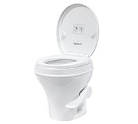 SEAFLO Toilettes résidentielles pour camping-car/camping-car, hauteur standard de 47 cm, système de chasse par gravité, fonctionnement à pédale, siège à fermeture douce, bol surdimensionné facile à