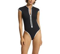 Seafolly Maillot de Bain Une pièce avec Manches et Fermeture éclair à l'avant, Beach Bound Black, 40 Femme