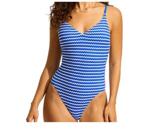 Seafolly - Women's Mesh Effect V Neck One Piece - Maillot de bain - 32 - azure