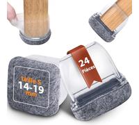 Seaforie Embouts pour Pieds Carrés 24 Pièces, Diamètre Réglable 14-19mm en Feutre Gris Transparent - Protège-Chaises 360° Antidérapants, Lavables pour Sols & Réduction de Bruit