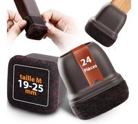 Seaforie Embouts pour Pieds Carrés 24 Pièces, Taille Unique 19-24mm en Feutre Brun Foncé - Protège-Chaises Antidérapants, Lavables Silencieux pour Toutes Surfaces