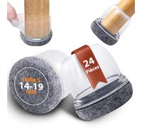 Seaforie Embouts pour Pieds Ronds 24 Pièces, Diamètre Réglable 14-19mm en Feutre Gris Transparent - Protège-Chaises 360° Antidérapants, Lavables pour Sols & Réduction de Bruit