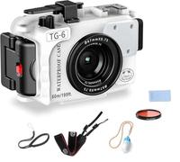 Seafrogs Boîtier de caméra sous-Marine de 60 m pour Olympus TG-6 - Boîtier étanche avec Filetage de 52 mm et 67 mm, Double Ports à Fibre Optique, détection de Fuite (TG-6+ White)