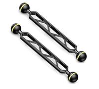 Seafrogs Lot de 2 bras d'extension à double boule en alliage d'aluminium de 20,3 cm, connecteur à rotule de 2,5 cm, bras sous-marin pour stroboscope/lumière vidéo/plateau de caméra de plongée, intégré