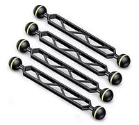 Seafrogs Lot de 2 bras d'extension à double boule en alliage d'aluminium de 20,3 cm, connecteur à tête sphérique de 2,5 cm, bras sous-marin pour lumière stroboscopique/vidéo/plateau de caméra de plongée, intégré, sans colle, étanche et antirouille