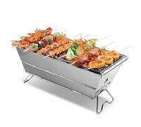 SEAFRONT Barbecue de Camping Portable, Poêle à Charbon en Acier Inoxydable avec Grande Zone de Cuisson Pouvant Accueillir jusqu'à 3 Personnes, Parfait pour la Randonnée et les Pique-niques