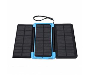 SEAFRONT Batterie Externe Solaire 10 000 MAh, Chargeur Solaire Pliable en 3 Parties pour Le Camping, Chargeur Portable avec Charge Rapide PD, Port, Affichage Numérique, Lampe