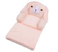 SEAFRONT Canapé Pliable pour Tout-Petits, Design Chien Rose (2 Couches) | Construction en tissu éponge, housses à fermeture éclair amovibles, large Support d\'accoudoir, siège pliable sans cadre,