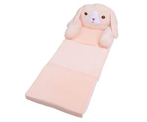 SEAFRONT Canapé Pliable pour Tout-Petits, Design Chien Rose (Trois Couches) | Construction en tissu éponge, housses à fermeture éclair amovibles, large Support d\'accoudoir, siège pliable sans cadre,