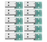SEAFRONT Carte Adaptateur USB Type A vers DIP, 4 Broches 2,54 Mm, 10 Pcs | Carte de Dérivation USB vers Adaptateur DIP, VBUS D+ D- GND, Conception pour Breadboard, Alimentation , Prise Mâle Standard
