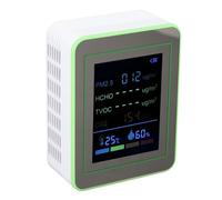 SEAFRONT Compteur de qualité de L'air 6 en 1, Moniteur Portable de qualité de L'air Intérieur avec Détection d'humidité PM2,5 HCHO TVOC CO2 pour la Maison, le Bureau et les Voyages (Blanc et vert)