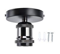 SEAFRONT Douille de Lampe Vintage E26 E27 Douille de Plafonnier Douille de Lampe de Plafond avec Accessoires pour Cuisine Chambre Salon 100-240V (Noir)