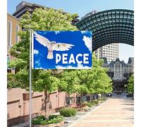 SEAFRONT Drapeau des Colombes de la Paix, Matériau en Polyester, Bannières Résistantes à la Décoloration 90x150CM pour Décoration Extérieure à Suspendre, Parfaites pour les Jardins et les événements