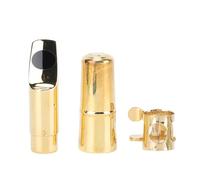 SEAFRONT Embouchure de Saxophone Soprano en Laiton Embouchure de Saxophone Soprano en Métal 5# avec Capuchon en Métal Coussinet de Dents de Ligature pour une Performance Sonore Claire et